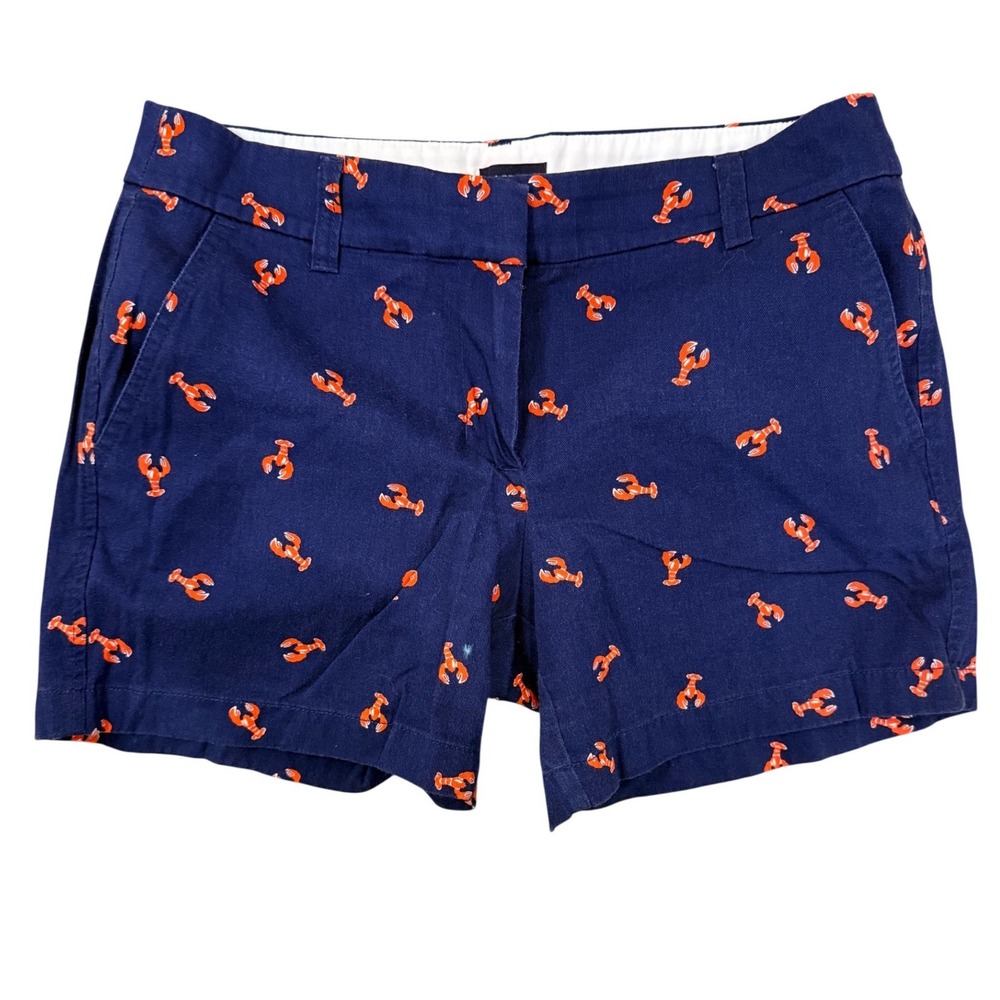 J.Crew Preppy Coastal Nautical Beach Navy‎ Lobster Embroidered Chino Shorts 4